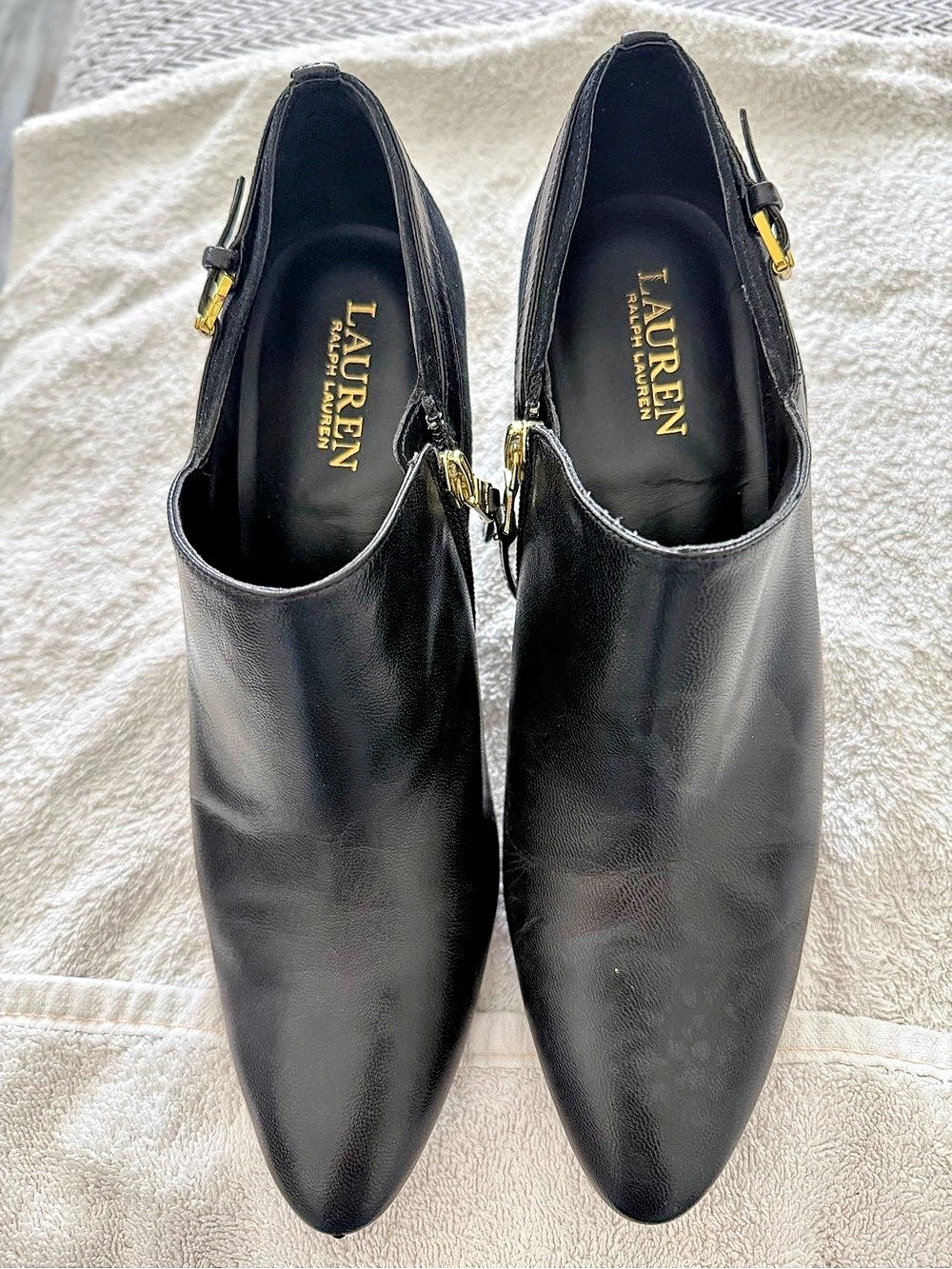 Lauren Ralph Lauren Black Pointed-Toe Heeled Booties